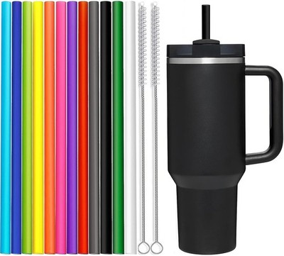 12 Pack Color Replacement Straws for Stanley 40 oz Tumbler, 12 inch Reusable Str