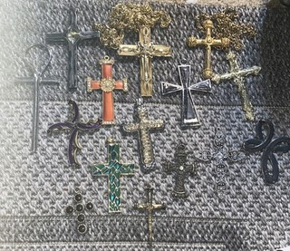 Vintage/now Religious Crosses Lot Of 15. 1 Pound.