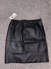 Vtg Via Accenti Black Leather Straight Maxi Skirt. Size B4. BNWT.