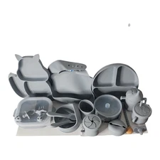 15pcs /silicon baby feeding set Bowl Plate spoon forks sippy cup bib pacifier 