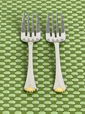 Towle SANTA BARBARA GOLD Stainless 2 Salad Forks 18/8 Korea Flatware - 6 5/8''