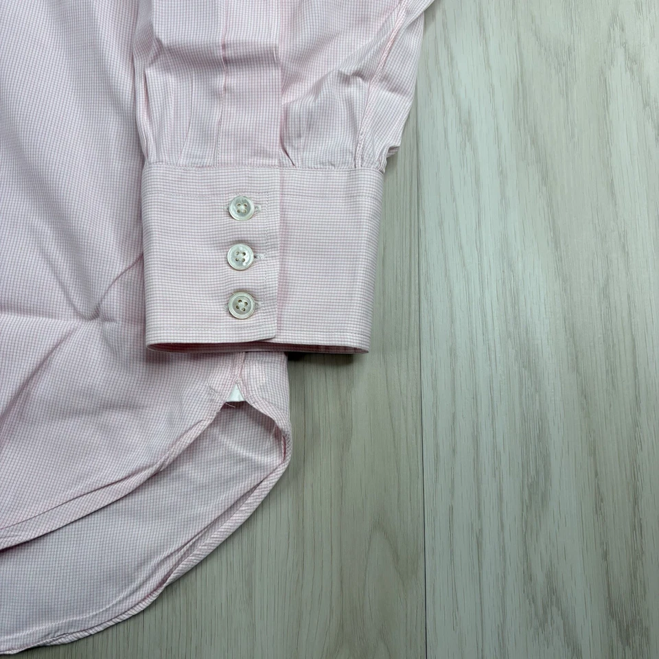 Turnbull & Asser Plaid Pink White  Cotton London Button Up Shirt Size 16-41  - Image 3 of 4