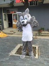 Grey Wolf Mascot Costume Adults Halloween Animal Fancy Dress Party Game Parade