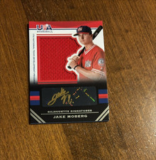 Jake Moberg 2017 USA Baseball Silhouette Game Patch Gold Auto #124 Rockies /44