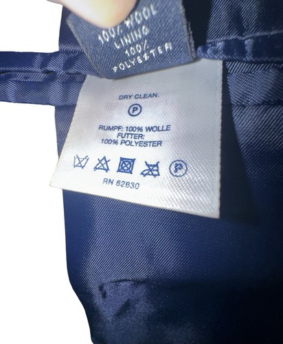 Lands End 100% Wool Navy Boys Single Breasted Blazer Gold Button Sz 10-12 Boys - Picture 6 of 7