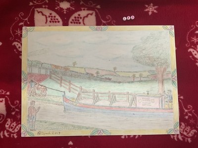 SELTENE ORIGINAL LÄNDLICHE KUNST BLEISTIFTZEICHNUNG SKIZZE FÜR SPENDENAKTION