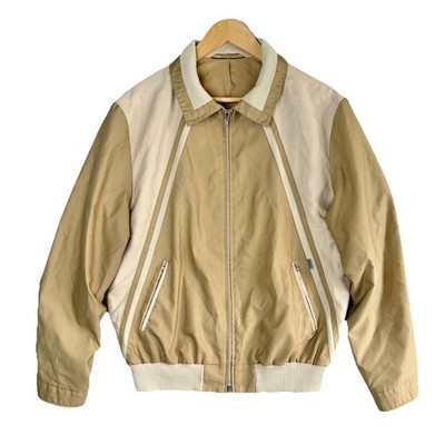 Vintage Bomber Jacket Jalas Finland Colorblock Beige Cream Lined Collared 80s