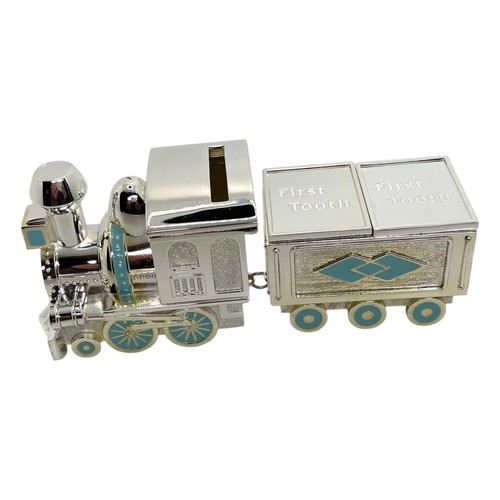 Lenox First Tooth Train Bank Twins Childhood Memories Keepsake Storage Box