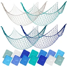 14 Pack Natural Fish Netting Decorative 80 x 40 Inch Beach Ocean Decoration F...