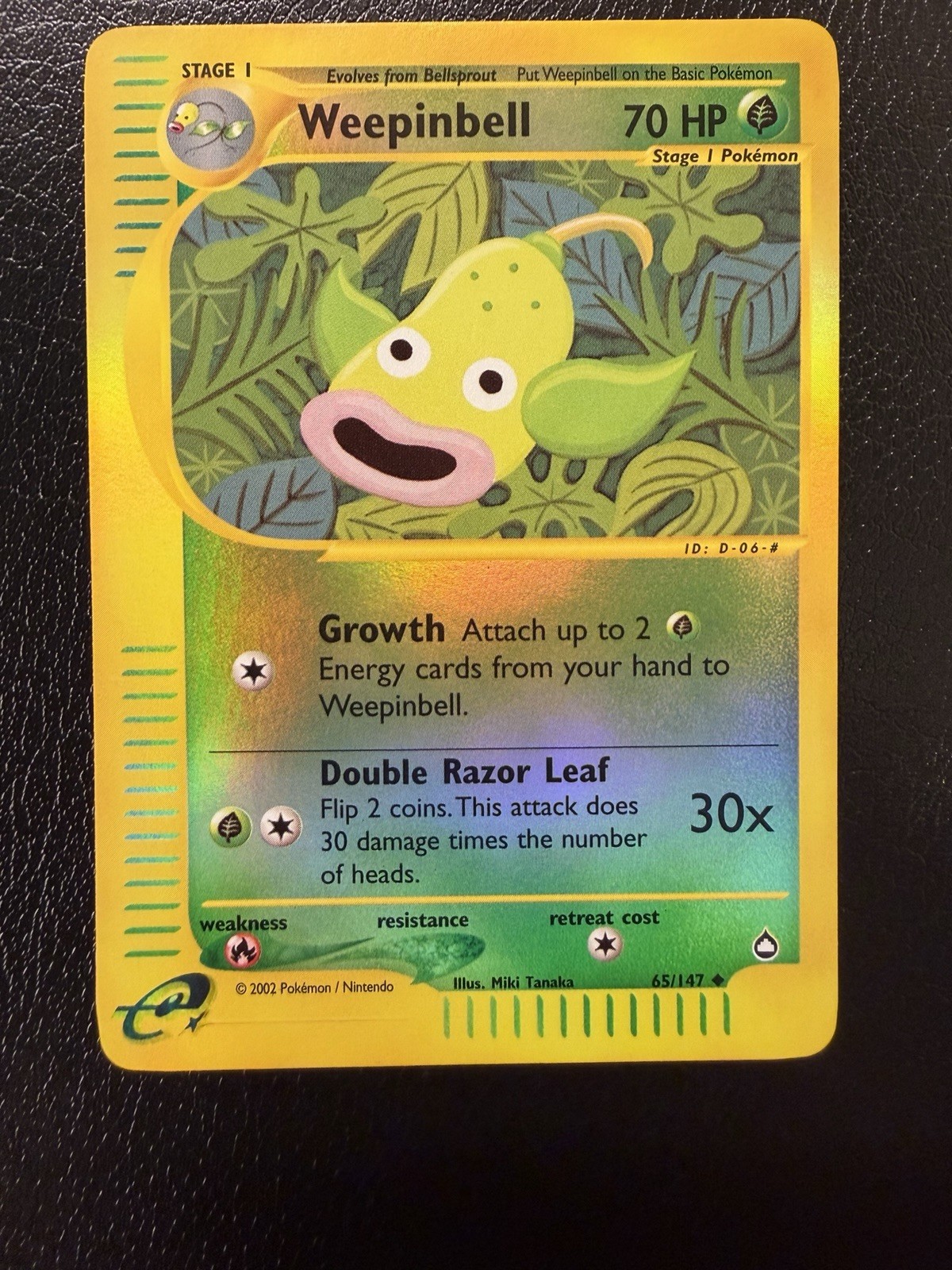 Pokemon TCG Weepinbell 65/147 Aquapolis Reverse Holo LP/NM