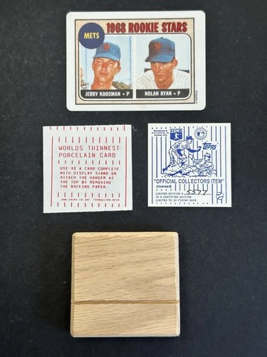1992 Topps World's Thinnest Porcelain Baseball Card Nolan Ryan HOF Rangers