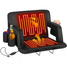 25" Heated Stadium Seat for Bleachers w/Back Support Wide Padded Cushion