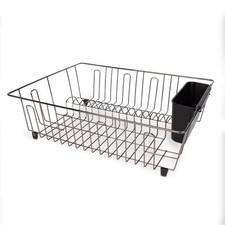 Large Dish Drying Rack with Drainboard Chrome Kitchen Countertop Organizer for
