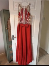 Red Diamanté Floor Length Gown UK Size 16