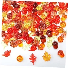  240 Pcs Mini Acrylic Leaves Pumpkin Acorns Crystal Gems Fall Vase Filler Bin 