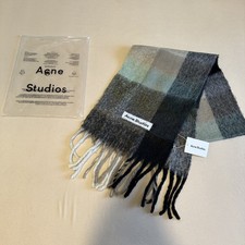 Acne Studios Vally Large Check Scarf Dark Grey White Alpaca Wool NWT Italy