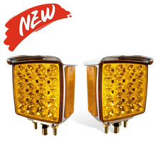 2 Square Dual Face Stud Mount Pedestal Cab Fender Turn Signal Light 44 Led Truck