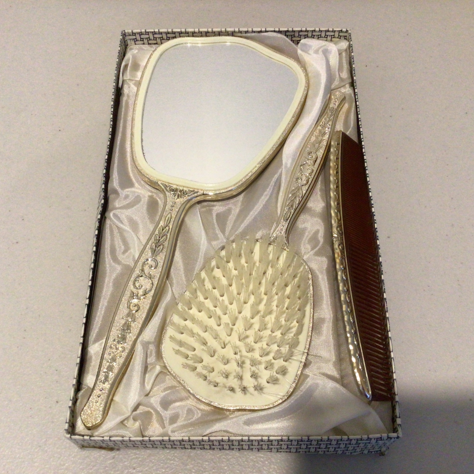 Vintage Halex Vanity Set with Hand Mirror, Brush and CombBoxed (94