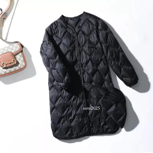 Damen Daunenjacke 90% Entendaunenmantel V-Ausschnitt lang Daunen Puffer Jacket - Bild 8 von 23