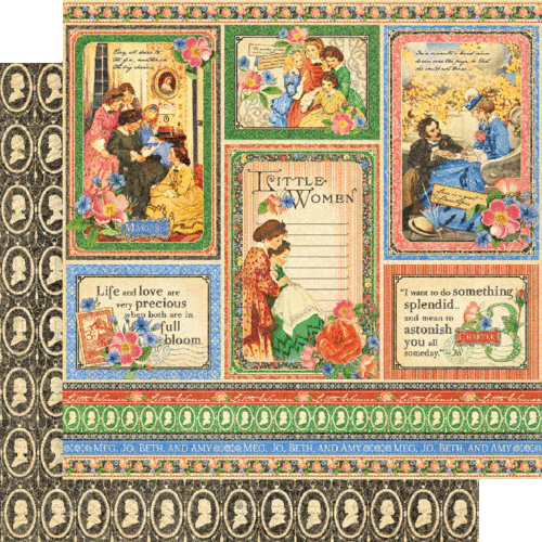 GRAPHIC 45 "LITTLE WOMEN" 12X12 PAPER PACK GIRLS SISTERS RETIRED SCRAPJACK'S - Picture 5 of 10