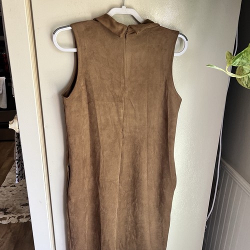 J. McLaughlin Shafer Faux Suede Sheath Dress Size Medium Sleeveless In Camel - Picture 19 of 21