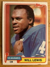 1981 Topps Will Lewis Football Rookie Card RC #437 Seahawks Cornerback Low-Grade. rookie card picture