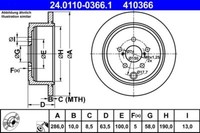 2X ATE 24.0110-0366.1 Bremsscheibe Passend FüR Subaru Toyota