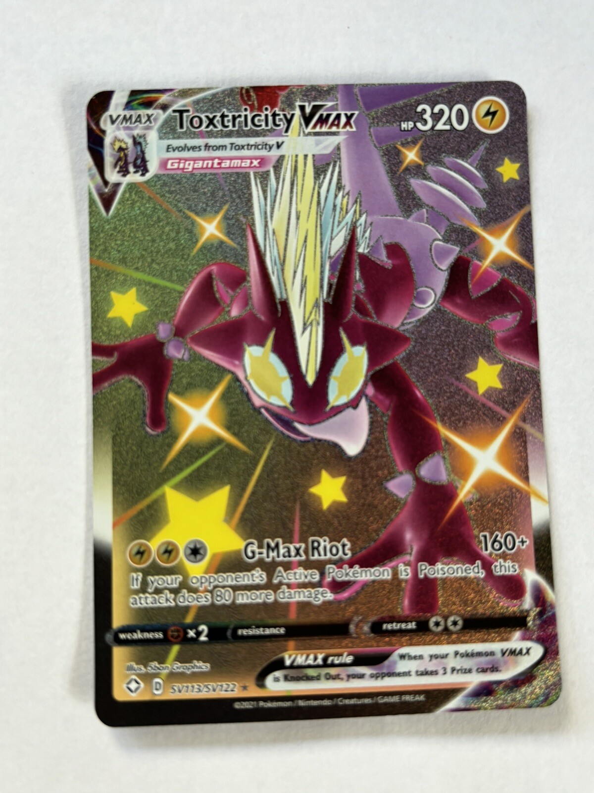Toxtricity VMAX | Shiny Holo Rare | Shining Fates SV113/SV122 | Pokemon TCG NM/M