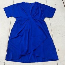 Shein Blue V-Neck Short Sleeve Fit & Flare Knee Length Dress Women's Size XL NEW