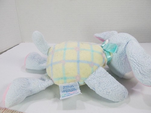 Eden Puppy Dog Rattle Pastel Pink Yellow Plaid Plush Stuffed Animal Baby Toy - Picture 6 of 9