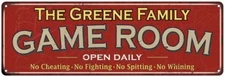 The Greene Family Personalized Red Game Room Metal Sign 106180038428