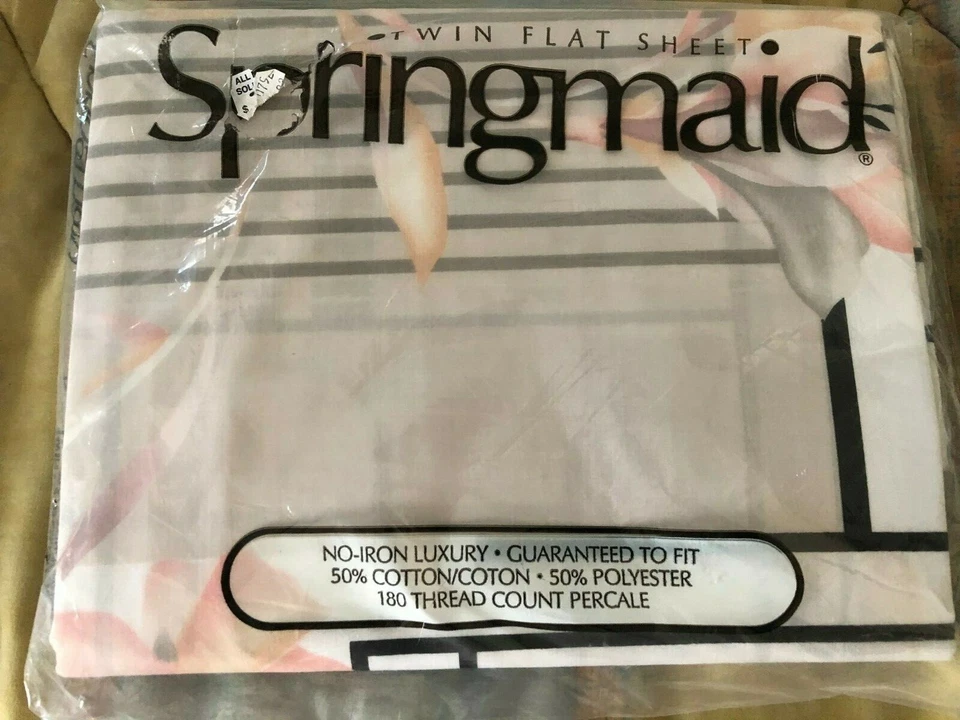 Spring Maid Twin Flat Sheet No Iron 180 Thread Count NIP tan Anacri - Image 3 of 4