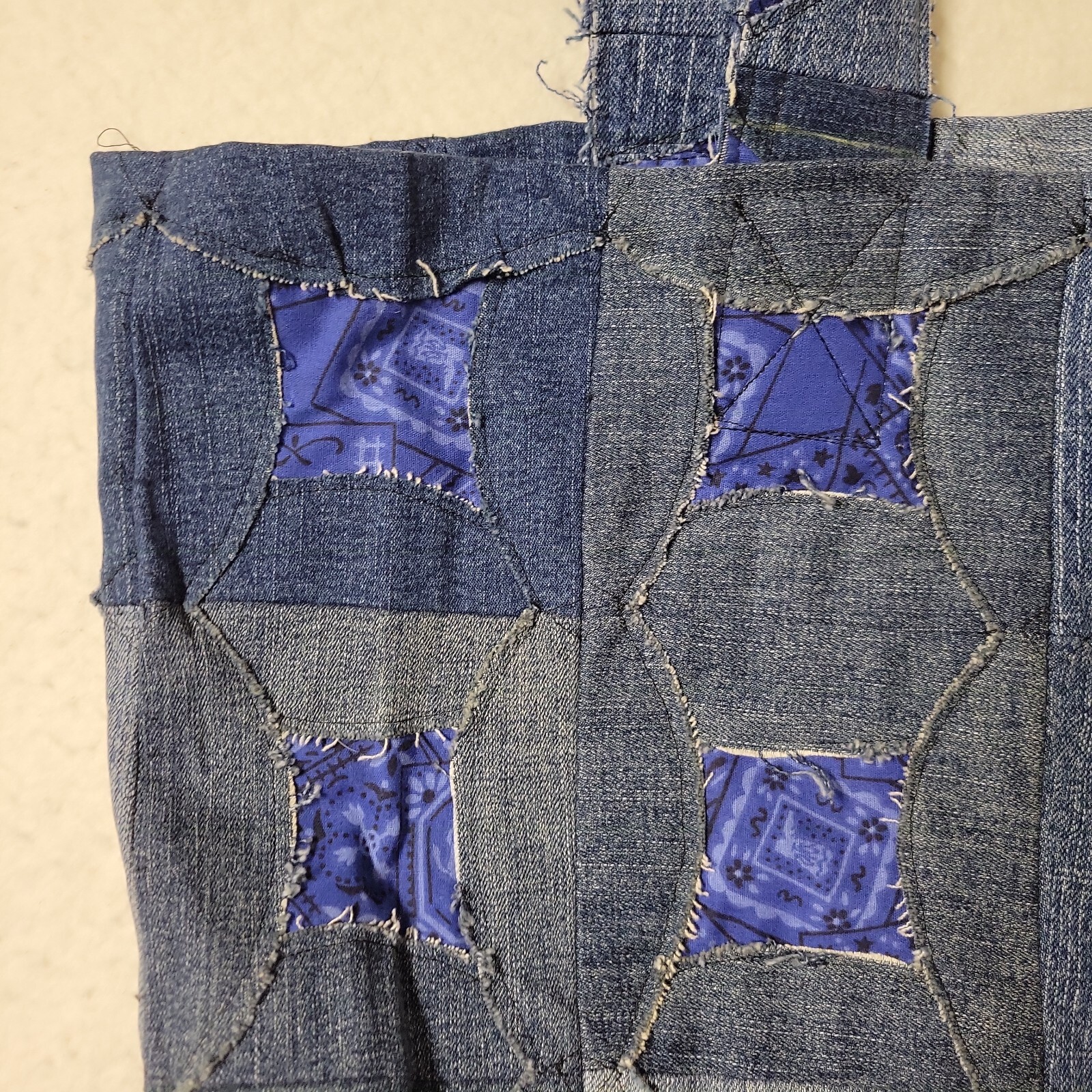 Large Handmade Patchwork Denim Tote Bag Purse Han… - image 3