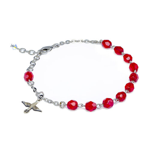 6 MM Rot Glas Perlen Rosenkranz Armband W / Sterlingsilber Heilig Spirit - Bild 1 von 2