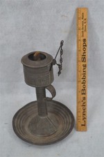 antique  tin whale oil  lamp lantern w/ wick ...