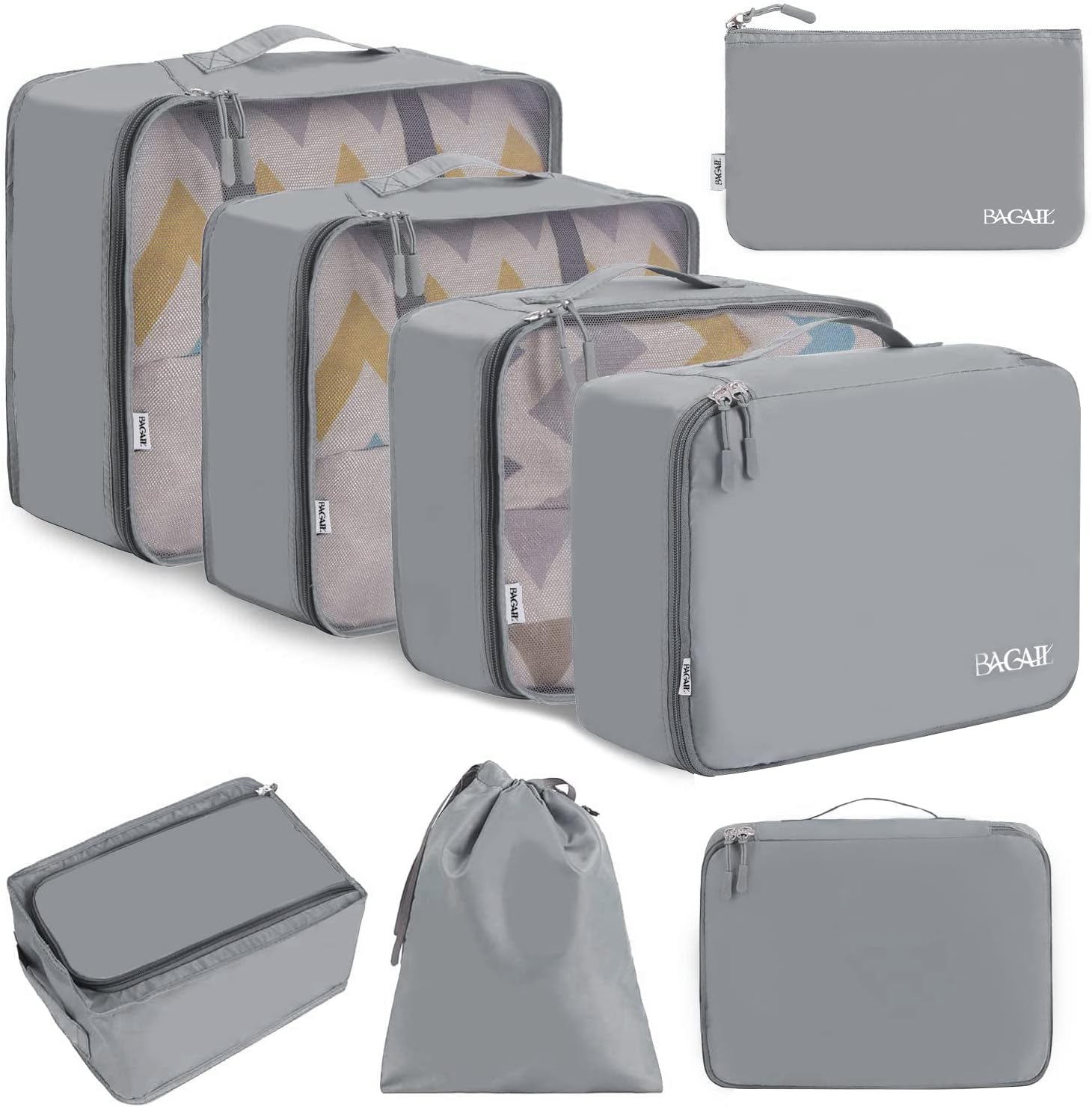 BAGAIL 8-Piece Pewter Packing Cubes for Luggage Organization and Accessories-image