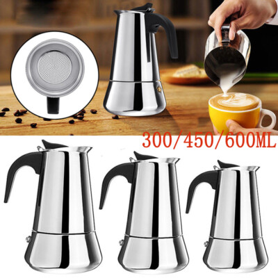 6~12 Tassen Espressokocher Espressomaker Kaffeebereiter Espressokanne Edelstahl