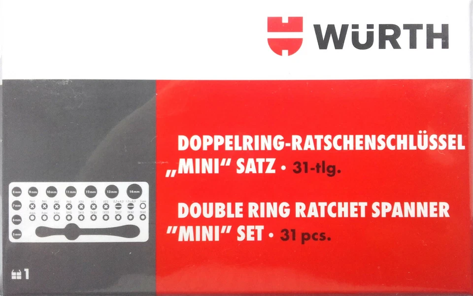 Wurth 096511310 Llave inglesa de trinquete de doble anillo con brocas Mini juego 31 piezas Foto 2 de 4