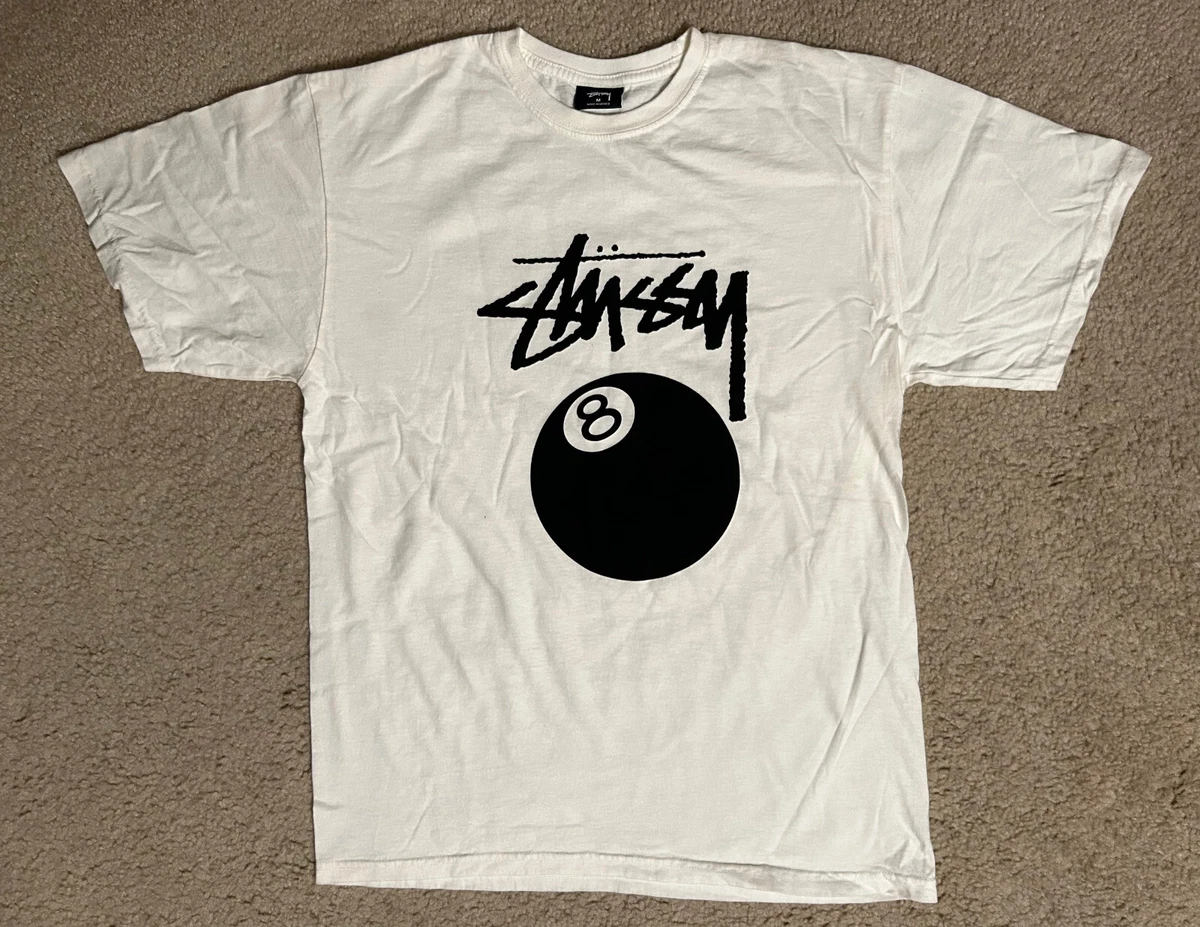 STUSSY, 8 Ball T-Shirt White Men's Size MEDIUM, NWOT, billiards STUSSY, 8 Ball T-Shirt White Men's Size MEDIUM, NWOT, billiards