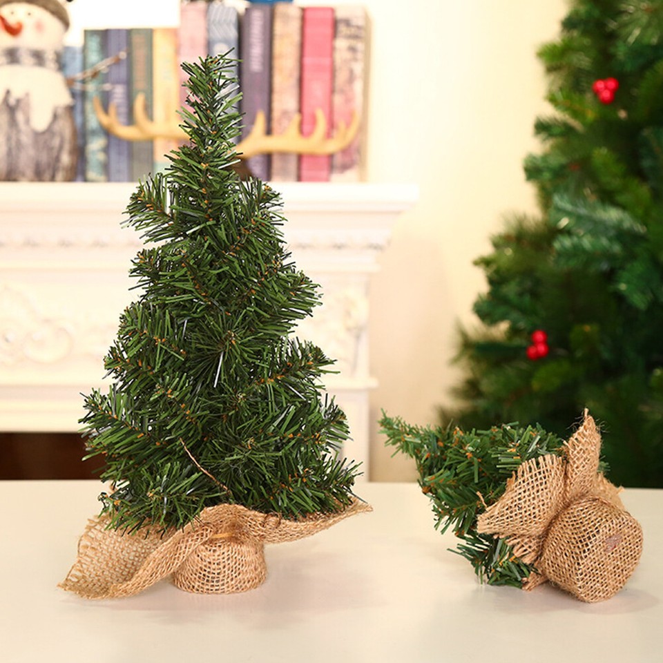 Mini Christmas Tree with Burlap Base Small Artificial Trees for