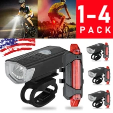 1000 Lumens USB Rechargeable Bicycle Front Headlight + Taillight Bike Light Sets