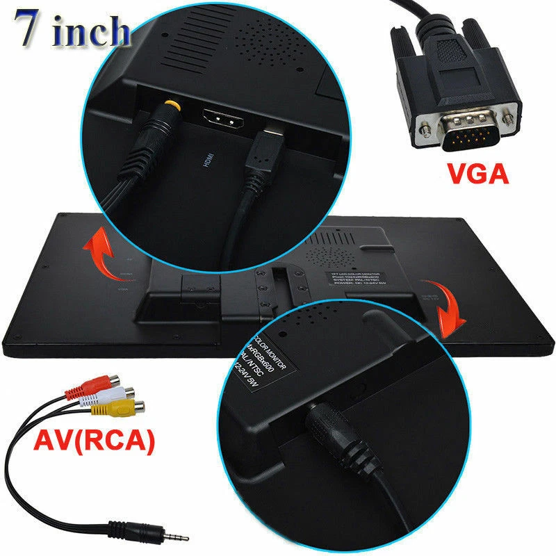 7"/9"/10" LCD CCTV Car Monitor PC Screen AV/RCA/VGA/HDMI Speaker for Raspberry P - Image 4 of 4