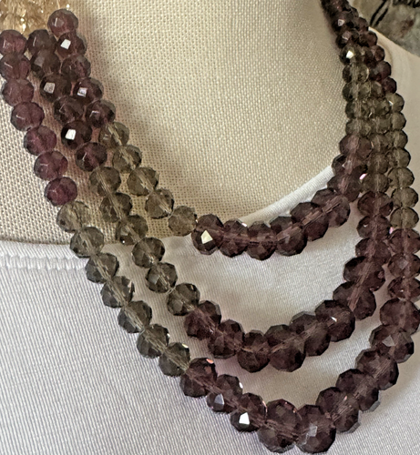 Talbots Necklace Triple Strand Glass Stone Beads Earth Tones - Picture 13 of 20