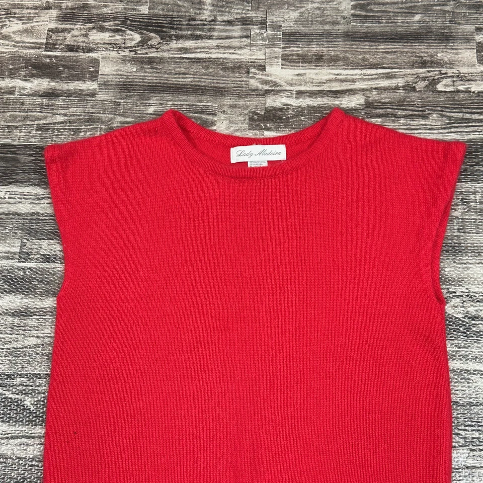 Suéter Top Vintage Dama Madeira Para Mujer Talla MED Mezcla Lana Angora Rojo Sin Mangas Foto 2 de 4