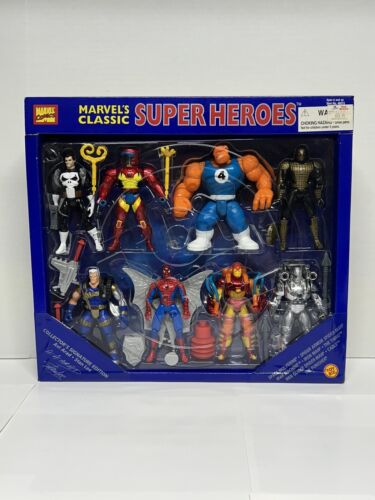 Toy Biz Marvel Classic Super Heroes Set of 8 Action Figure Play Set 1996 New - Afbeelding 1 van 12
