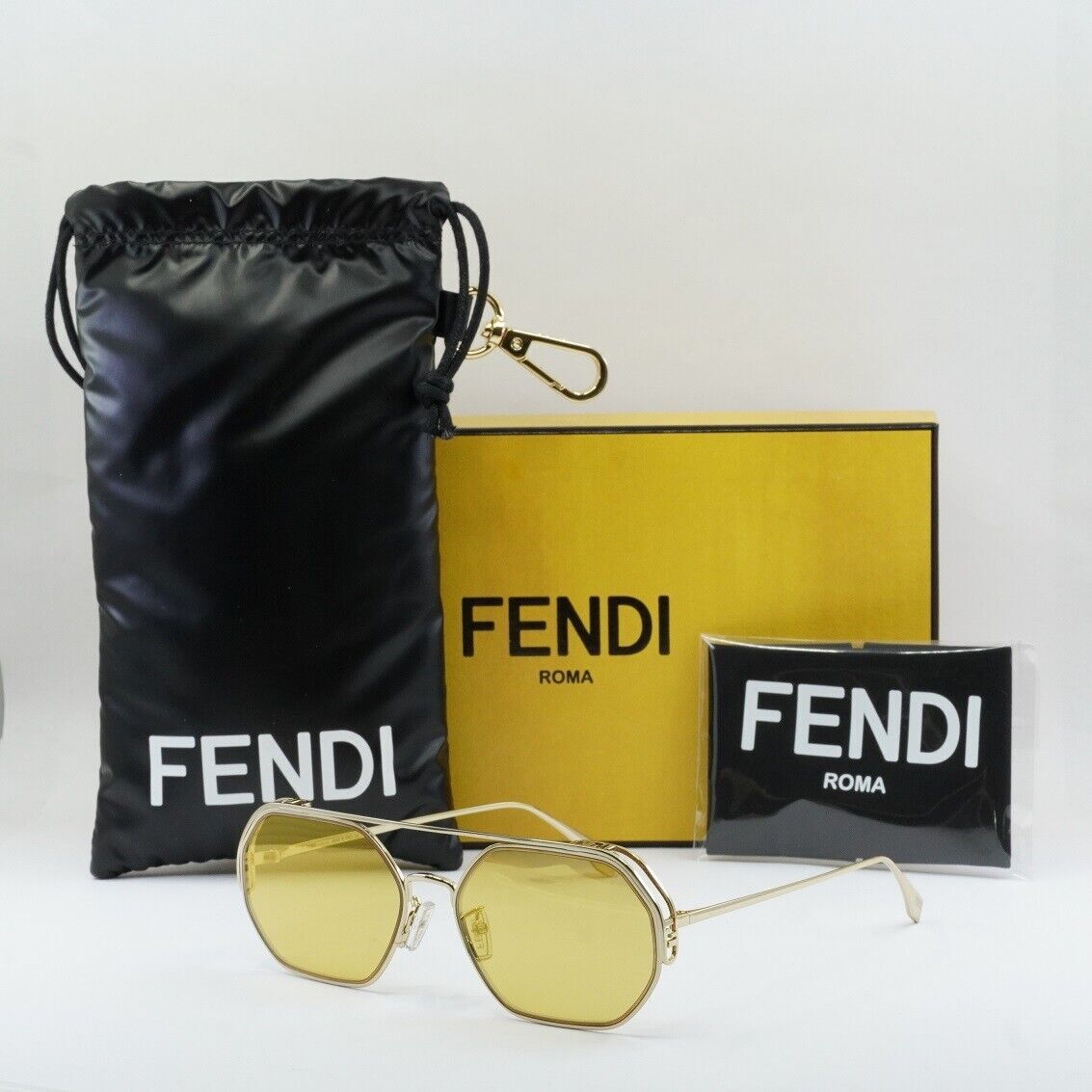FENDI FE40039U 10L Gold/Yellow Mirror 57-17-135 Sunglasses New