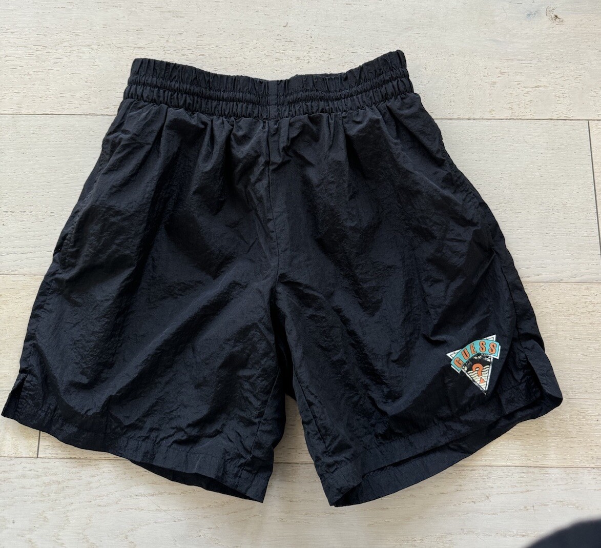 Vintage 80's Guess Shorts Mens S Black Lightweight Nylon Lined