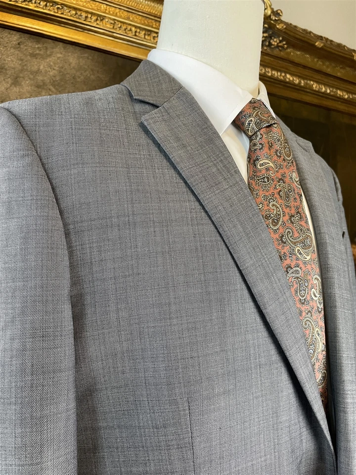 Express 42L PHOTOGRAPHER Fitted Gray Sharkskin Wool Blend 2Btn Blazer Jacket - Image 4 of 4