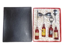MCM Barware 4 Pc Bar Tool Set, Faux Liquor Bottle, Dice Handles, Made in Japan
