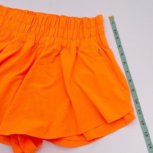 CRZ YOGA Girls Athletic Shorts Zip Pocket High Waist Skort Neon Orange Medium - Picture 11 of 11